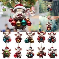 2D Funny Piggy Images Christmas Ornaments, 2D Acrylic Christmas Decoration, Backpack  Keychain Accessories Home Decoration Xmas Gift miniinthebox - thumbnail
