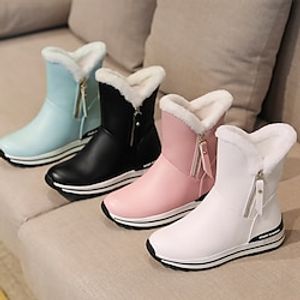 Women's Sneakers Boots Platform Boots High Top Sneakers Comfort Shoes Daily Booties Ankle Boots Winter Zipper Flat Heel Round Toe Plush Comfort Minimalism Faux Leather Faux Fur Zipper Solid Color miniinthebox