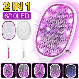 3000V Electric Flies Swatter Killer with UV Light USB Rechargeable LED Lamp Summer Mosquito Trap Racket Anti Insect Bug Zapper Lightinthebox