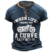 When Life Throws You A Curve -Lean Into It- Daily Letter Quotes Sayings Motorcycle Athleisure Henley Street Style Men'S 3d Print T Shirt Tee Casual Red Blue Green Summer Spring Apparel S - 3XL Lightinthebox