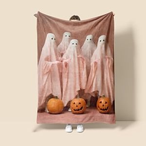 Cute Ghost Pumpkin Pink Blanket Halloween Lightweight Throw Blanket For Women Men Soft Cozy Fleece Couch Living Room Bed Blanket For Kids Girls Boys—All Season Hot Bedding Lightinthebox