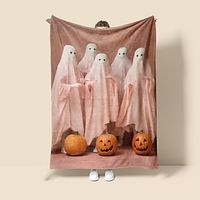 Cute Ghost Pumpkin Pink Blanket Halloween Lightweight Throw Blanket For Women Men Soft Cozy Fleece Couch Living Room Bed Blanket For Kids Girls Boys—All Season Hot Bedding Lightinthebox - thumbnail