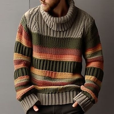 Men's Pullover Sweater Jumper Turtleneck Sweater Striped Sweater Ribbed Cable Knit Regular Knitted Color Block Turtleneck Keep Warm Modern Contemporary Daily Wear Going out Clothing Apparel Fall Lightinthebox Men's Pullover Sweater Jumper Turtleneck Sweater Striped Sweater Ribbed Cable Knit Regular Knitted Color Block Turtleneck Keep Warm Modern Contemporary Daily Wear Going out Clothing Apparel Fall Lightinthebox