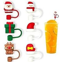 7Pcs Christmas Straw Cover Cup for Stanley Tumbler Cup, 8mm Santa Claus Drinking Straw Topper, Reusable Protectors Straw Tips Lids for Cup Accessories Lightinthebox - thumbnail