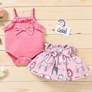 Baby Girls' Basic Animal Bow Print Sleeveless Knee-length Dress Blushing Pink miniinthebox