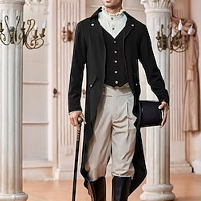 Vintage Gothic Punk  Gothic Medieval Steampunk Coat Tuxedo Tailcoat Plague Doctor Plus Size Men's Cosplay Costume Coat miniinthebox