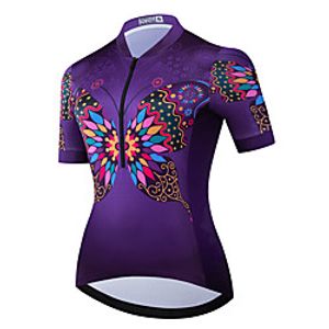 21Grams Women's Short Sleeve Cycling Jersey Summer Spandex Polyester Black / Red Tropical Flowers Bike Jersey Top Mountain Bike MTB Road Bike Cycling Quick Dry Moisture Wicking Breathable Sports miniinthebox