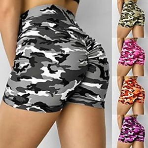 Women's Yoga Shorts Scrunch Butt Ruched Butt Lifting Shorts Bottoms Tummy Control Butt Lift Breathable Camo / Camouflage Black Purple Yellow Yoga Fitness Gym Workout Sports Activewear Stretchy miniinthebox