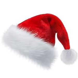 2 PCS Plush and Thick Christmas Sants Hat for Adults and Kids Christmas Decorations Long Plush Short Plush Red and White Hat miniinthebox
