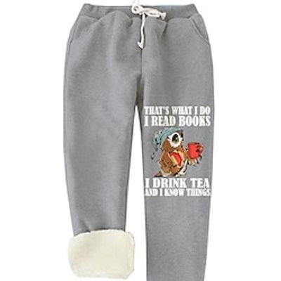 Women's Fleece Sweatpants Chinos Full Length Pocket Sweatpants Savannah Joggers Daily Wear Transparent Blue milk white S M Fall  Winter Lightinthebox