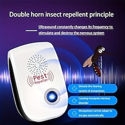 Dual Horn Ultrasonic Pest Repeller For Indoor Pest Control - Electronic Insect Repellent For Home, Kitchen, And Warehouse - Effective Ultrasonic Pest Control Solution miniinthebox