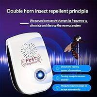 Dual Horn Ultrasonic Pest Repeller For Indoor Pest Control - Electronic Insect Repellent For Home, Kitchen, And Warehouse - Effective Ultrasonic Pest Control Solution miniinthebox - thumbnail