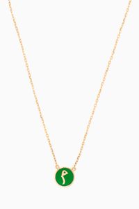 Mina "M" Round Enamel Necklace in 18kt Yellow Gold