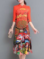 Chinese Style Printed Dresses