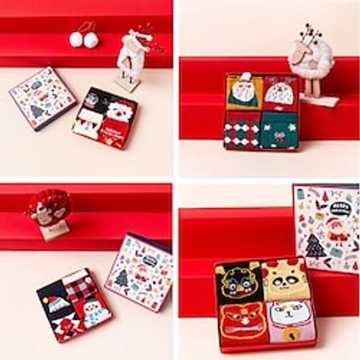 Autumn and Winter New Product Christmas Socks Box Cartoon Cute Mid tube Socks Children's Cotton Socks Red Christmas Socks New Year Gift Box Lightinthebox