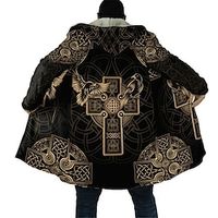 Totem Vintage Abstract Men's Coat Sports  Outdoor Daily Wear Going out Fall  Winter Hoodie Long Sleeve Yellow S M L Fleece Air Layer Fabric Jacket Lightinthebox - thumbnail