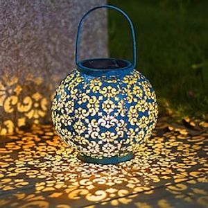 Outdoor Solar Hanging Lantern Pathway Light Waterproof Retro Hollow Light Outdoor Solar LED Light Portable Projector Lamp Garden Festival Decoration Lawn Atmosphere Light miniinthebox