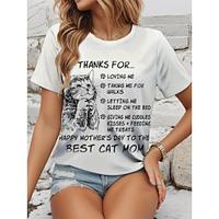 Women's T shirt Tee Animal Cat Dog Daily White Short Sleeve Stylish Crew Neck Summer Lightinthebox