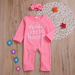 Baby Girls' Basic Print Print Long Sleeve Romper Blushing Pink miniinthebox