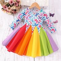 Toddler Girls' Dress Graphic Long Sleeve School Performance Active Adorable Daily Cotton Midi Casual Dress Spring Fall Winter 3-7 Years Multicolor Lightinthebox - thumbnail