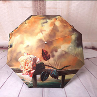 3 Folding Automatic Rose Flower Umbrella Bumbershot Parasol Rain Gear Supplies