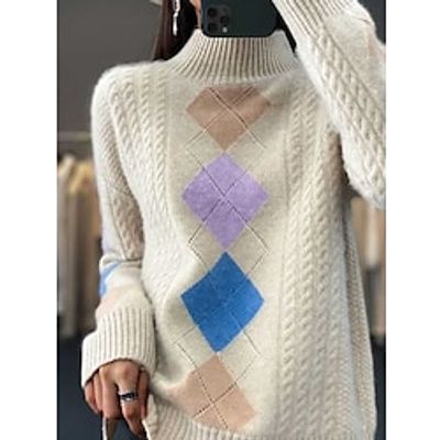 Women's Pullover Sweater Jumper Stand Collar Cable Knit Acrylic Patchwork Fall Winter Regular Outdoor Daily Going out Stylish Casual Soft Long Sleeve Color Block Black White Camel S M L miniinthebox Women's Pullover Sweater Jumper Stand Collar Cable Knit Acrylic Patchwork Fall Winter Regular Outdoor Daily Going out Stylish Casual Soft Long Sleeve Color Block Black White Camel S M L miniinthebox