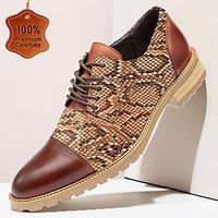 Men's Oxfords Formal Shoes Dress Shoes Snakeskin Shoes British Gentleman Office  Career Party  Evening Leather Italian Full-Grain Cowhide Comfortable Slip Resistant Lace-up Brown Lightinthebox