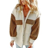 Women's Fleece Jacket Teddy Coat Warm Breathable Street Daily Wear Vacation Going out Patchwork Pocket Single Breasted Turndown Casual Street Style Plain Regular Fit Outerwear Long Sleeve Fall Winter Lightinthebox - thumbnail