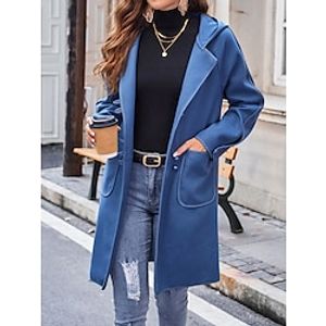 Women's Overcoat Single Breasted Hooded Pea Coat Trench Coat Windproof Warm Winter Long Coat Heated Jacket Long Sleeve with Pockets Lightinthebox