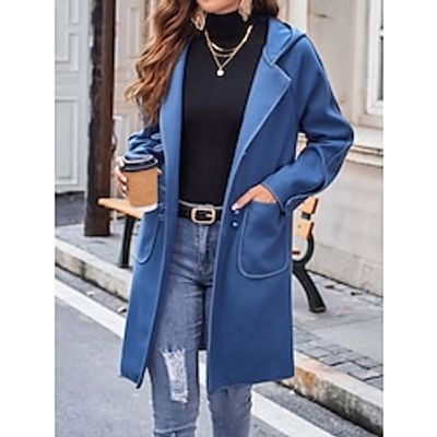 Women's Overcoat Single Breasted Hooded Pea Coat Trench Coat Windproof Warm Winter Long Coat Heated Jacket Long Sleeve with Pockets Lightinthebox