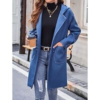 Women's Overcoat Single Breasted Hooded Pea Coat Trench Coat Windproof Warm Winter Long Coat Heated Jacket Long Sleeve with Pockets Lightinthebox - thumbnail