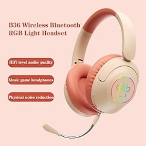 Gaming Headset Over Ear  Head-mounted Wireless Bluetooth RGB Light Headphones Removable Dual Microphone HiFi Stereo Music Game Headset Lightinthebox