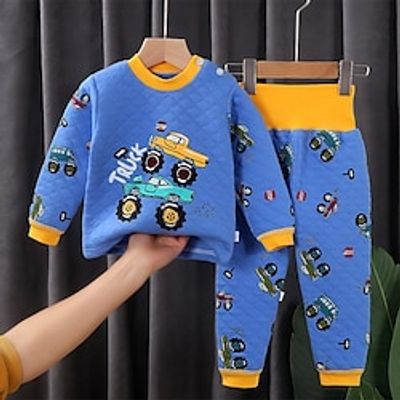 Toddler Boys 2 Pieces Pajama Set Long Sleeve Grinch D01-Pipi Dog D07-pink skateboard girl D08-yellow mouse Animal Cartoon Crewneck Spring Fall Adorable Home 3-7 Years Lightinthebox