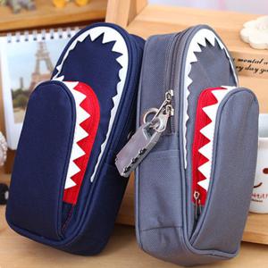 Shark Canvas Pencil Case With Code Lock