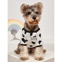 1 piece of flannel black and white cow bottle pattern two legged dog sweater for cats and small and medium-sized dogs to wear warm when going out at home Lightinthebox - thumbnail