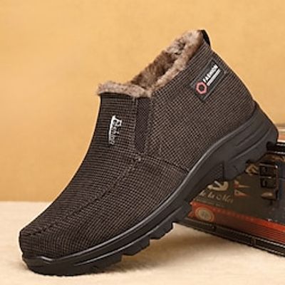 Men's Boots Winter Boots Fleece lined Cycling Shoes Casual Outdoor Daily Cloth Warm Breathable Comfortable Loafer Black Brown Grey Color Block Fall Winter Lightinthebox