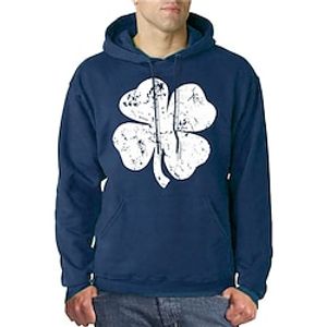 Men's Pullover Hoodie Sweatshirt Black White Navy Blue Gray Hooded Graphic Prints Print Daily Sports Designer Casual St. Patrick's Day Spring   Fall Clothing Apparel Clover Hoodies Sweatshirts  Long Lightinthebox