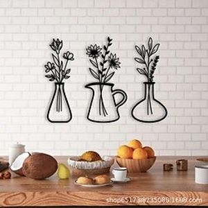 flower vase flower arrangement metal wall art iron silhouette silhouette decoration painting home art silhouette metal decor miniinthebox