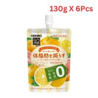 Orihiro Konjac Jelly Zero Calories Grape Fruits 130G Pouch (Pack of 6)