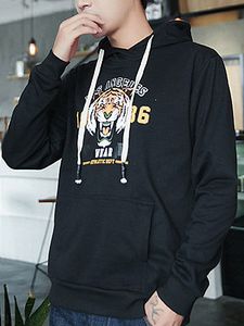 Kangaroo Pocket Tiger Letters Printed Men Hoodie