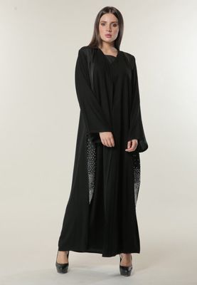 Black Abaya with Handwork on Twin Panels (M)
