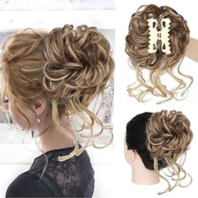 Messy Bun Hair Piece Claw Clip Curly Wavy Faux Hair Bun Tousled Updo Hair Extensions Scrunchie Long Beard Chignon Buns Hair pieces for Women Lightinthebox