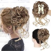 Messy Bun Hair Piece Claw Clip Curly Wavy Faux Hair Bun Tousled Updo Hair Extensions Scrunchie Long Beard Chignon Buns Hair pieces for Women Lightinthebox - thumbnail