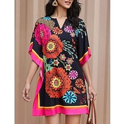 Women's A Line Dress Short Mini Dress Black Half Sleeve Floral Ruched Print Spring Summer V Neck Elegant Casual 2022 S M L XL XXL 3XL Lightinthebox