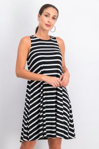 Womens Stripe Swing Dress  Black/White