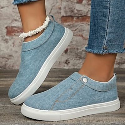 Women's Sneakers Plus Size Canvas Shoes Platform Sneakers Outdoor Daily Flat Heel Round Toe Fashion Sporty Casual Running Walking Canvas Loafer Black Blue Lightinthebox