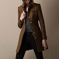 Women's Coat Contemporary Minimalist Casual Daily Street Style Button Outdoor Street Daily Vacation Coat Polyester Long Brown Fall Winter Single Breasted Turndown Regular Fit S M L XL XXL 3XL Lightinthebox - thumbnail