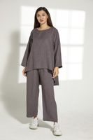 Moistreet Falcon Color & Cey Mélange Fabric Top And Pants Set (XS, S, M, L, XL, XXL)