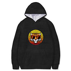 Men's Pullover Hoodie Sweatshirt Graphic Animal Front Pocket Print Casual Daily Weekend 3D Print Casual Retro Hoodies Sweatshirts  Black Khaki Orange miniinthebox