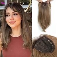 Hair Topper 19 inch Hair Toppers for Thin Hair Hair Topper with Large Base Synthetic Hair Toppers for Women Brown With Dark Root Hair Toppers Wiglets Hair Pieces for Women Lightinthebox